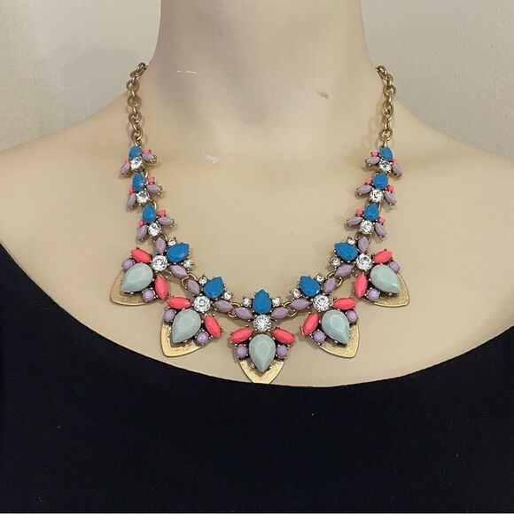 J. Crew colorful statement necklace in antique brass - Picture 1 of 12
